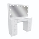 Penteadeira Camarim 7 Gavetas com Espelho e Kit LED - 100% MDF Branco [Iluminação 3 Tons]