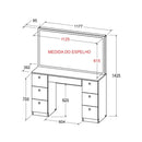 Penteadeira Camarim 7 Gavetas com Espelho e Kit LED - 100% MDF Branco [Iluminação 3 Tons]